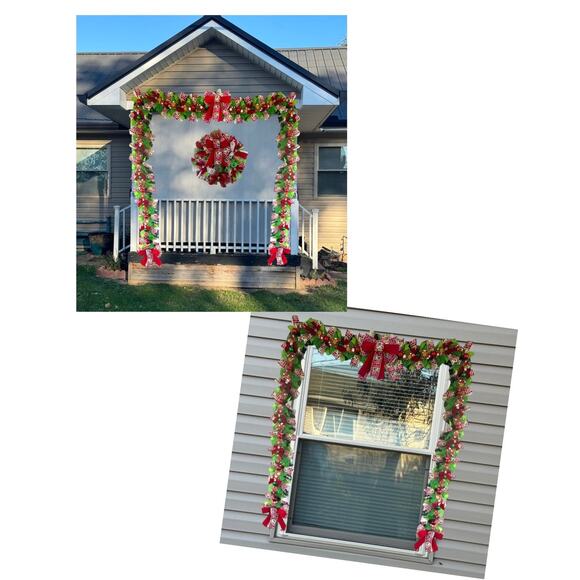 Grinch Wreath & Christmas Garland Holiday Home Decor, Front Door Hanger Gift xxx - Picture 10 of 10